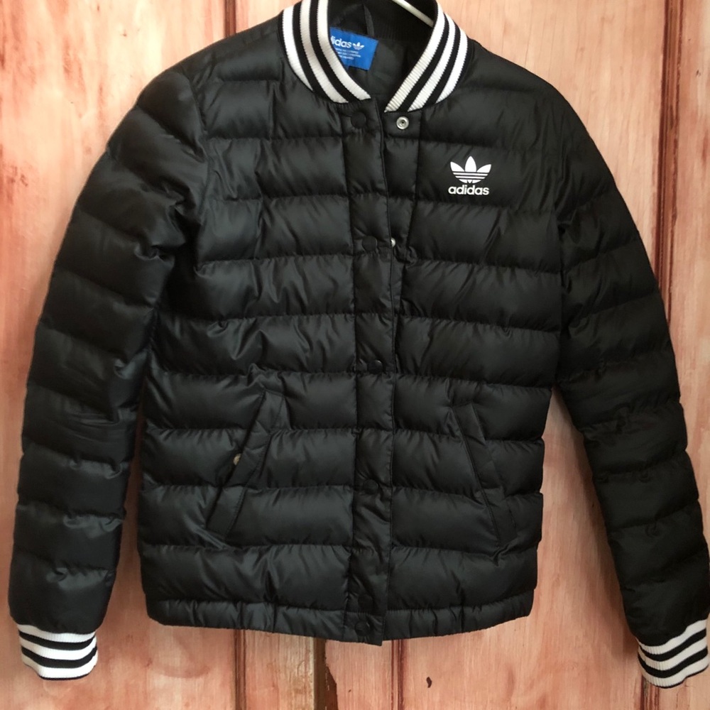 Adidas black three stripes insulated jacket